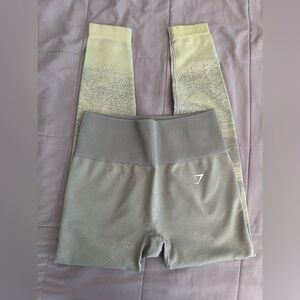 GYMSHARK WOMENS TAUPE OMBRÉ SEAMLESS LEGGINGS SMALL